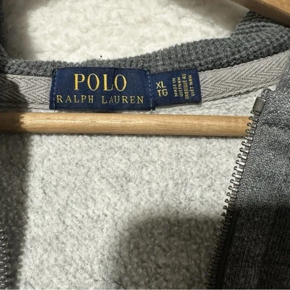 Polo Ralph Lauren Gray Full Zip Hoodie XL Pony Logo - Picture 7 of 9